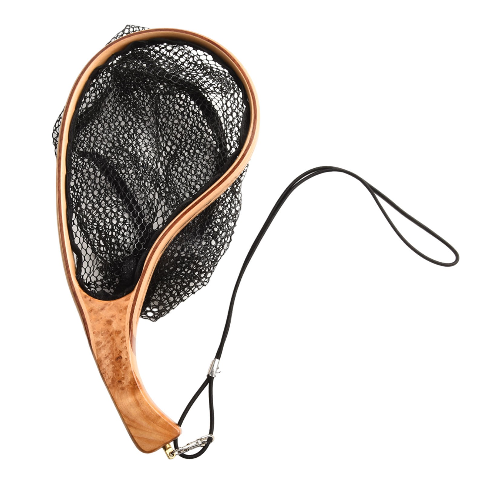 YAAQII for Wooden Frame Fly Fishing Landing Net, Catch and Release Stream Fishing Net with Hexagonal Mesh, Ergonomic Handle, Network Cable, Lightweight 120g, 13.8x6.7x9.8 Inches