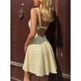 thumbnail image 6 of Multicolor Floral Print Sweetheart Neck Tie-Front Elastic Camisole Mini Dress For Women, 6 of 8