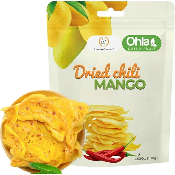 AMAZIN CHOICES Dried Chili Mango. Vegan, Non GMO and Gluten Free Chili Dried Mango Slices. Large Pack of Dried Fruit Snacks for Office - Snack Viet - Chili Fruit Snacks - Pack of One (3.5Oz)