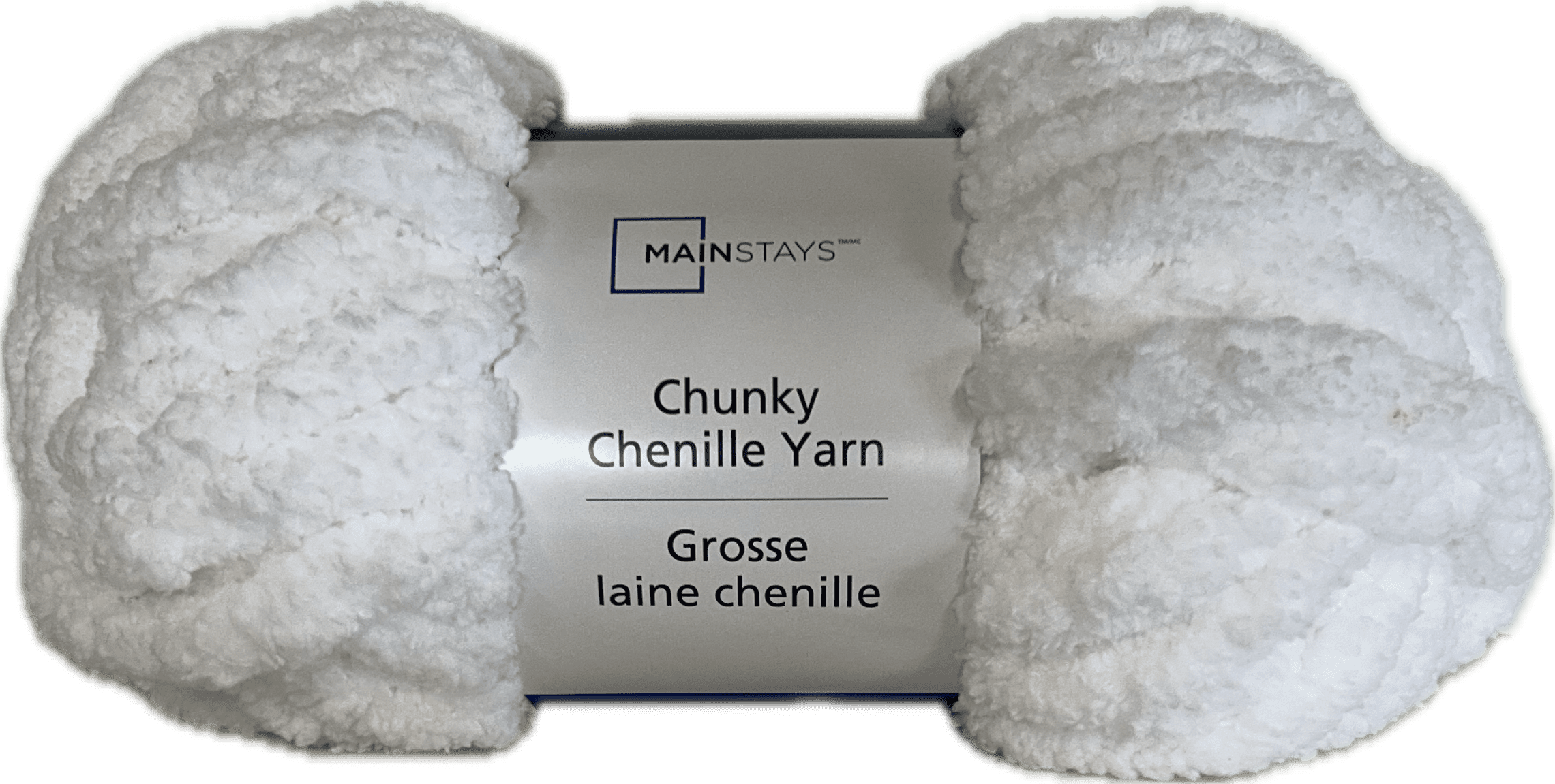 Mainstays Chunky Chenille Yarn, 31.7 yd, White, 100% Polyester, Super Bulky
