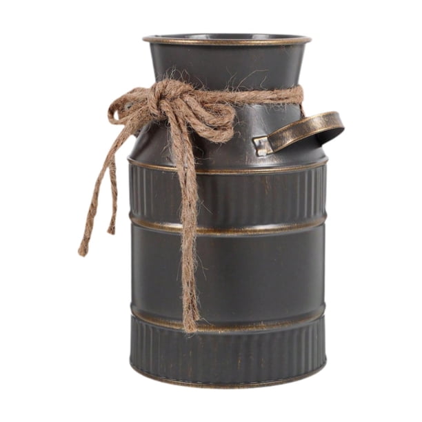 Jarrón de metal decorativo con diseño rústico retro, estilo bohemio, para cocina. Gris oscuro