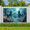 thumbnail image 3 of Halloween Theme Decorative Banner Spooky Atmosphere Jack o Lanterns Gate Design for Outdoor Decorating Holiday Party Night, 3 of 5