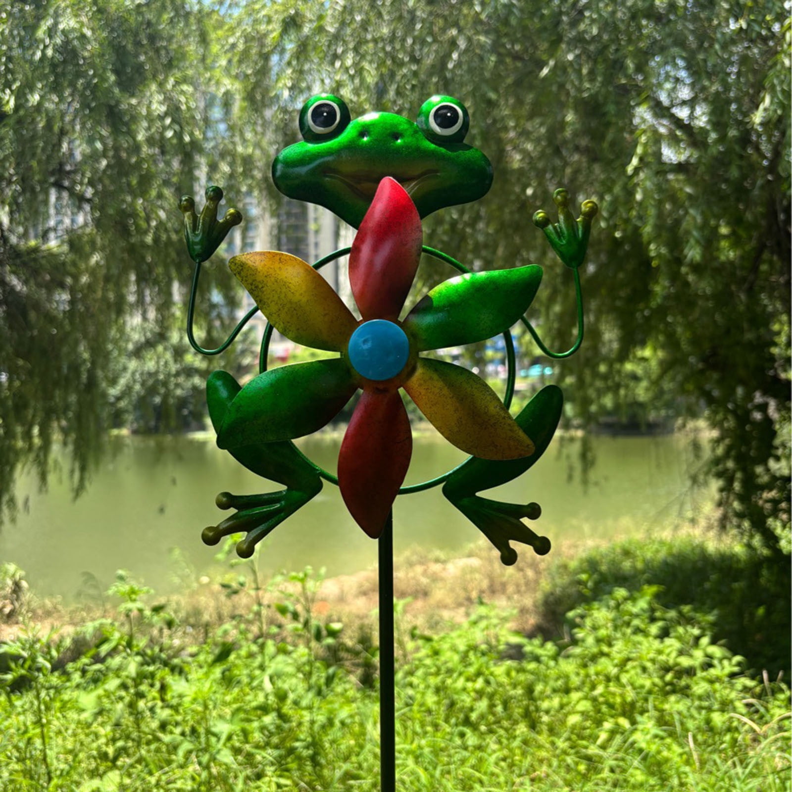 Garden Wind Spinner Outdoor, Metal Wind Sculpture for Patio and Pathway, Decorative Lawn Ornament with Ground Stake, Yard Art for Garden and Backyard,