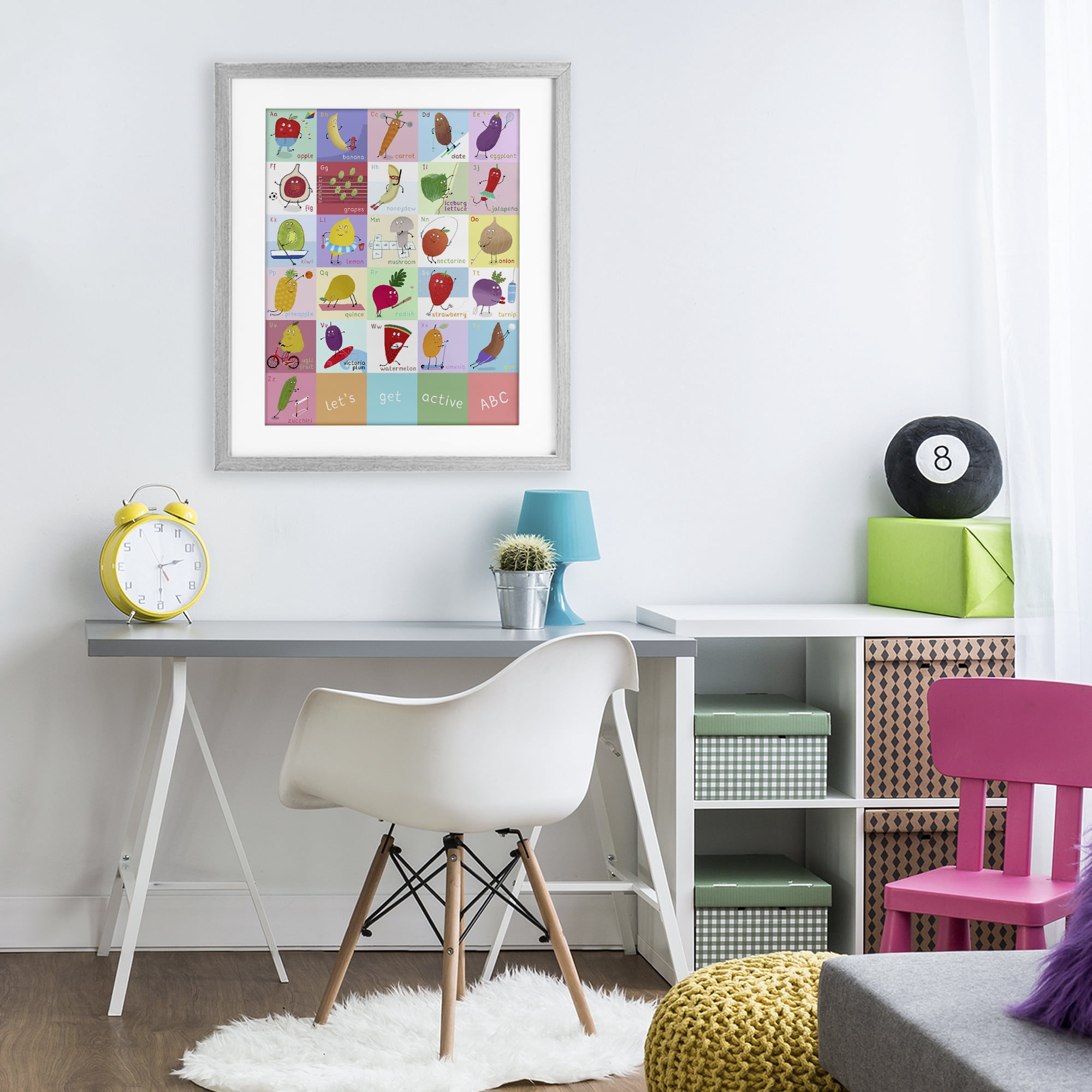Stupell Industries Let's Get Active ABC's Gray Framed Print Under Glass, design by Carla Daly