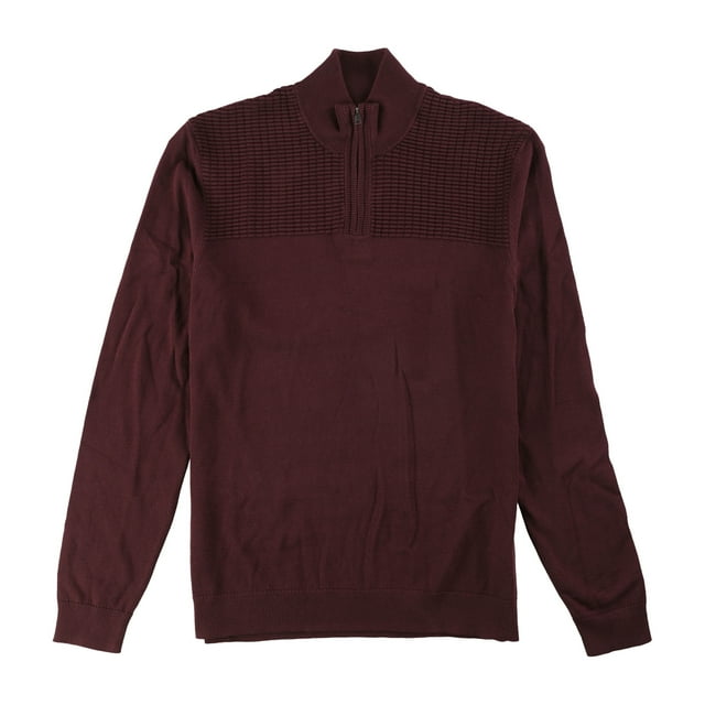 Alfani Mens Textured Pullover Knit Sweater, Red, Small