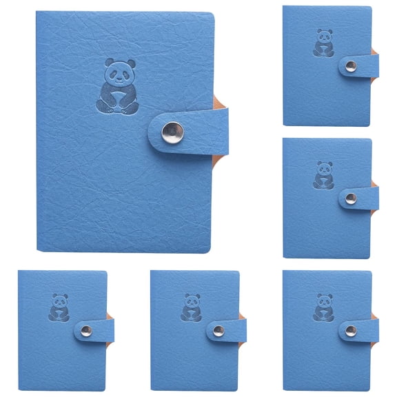 Panda Sea Salt A7 PU Leather Notebook with Button Closure - Set of 5, Pocket Softcover Journal, Sewn Binding, Lined Pages