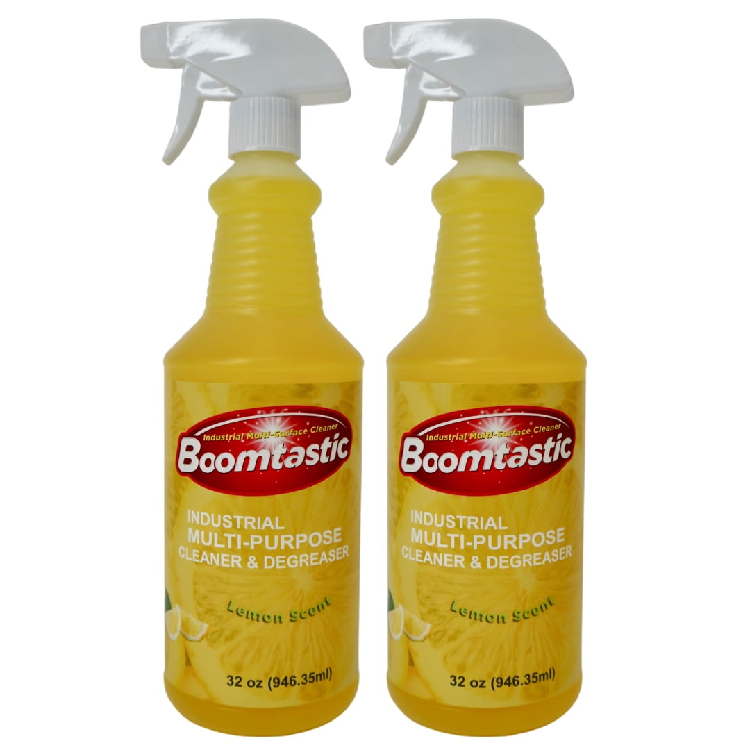 Boomtastic Multipurpose Cleaner and Degreaser, Lemon Scent 32 oz Bottle (Pack of 2) Liquid Form, Trigger Spray, Kitchen & Bathroom Cleaner