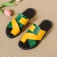 thumbnail image 4 of Flip Flops for Women Color Block Strappy Flat Sandals Lightweight Casual Slip on Summer Beach Shoes Green Size 8, 4 of 7