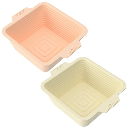 2Pcs Bread Proofing Basket Silicone Dough Proofing Bowl Foldable Dough Proofing Container Non Stick Bread Making Bowl Heat Resistant Sourdough Proofing Bowl for Home
