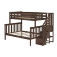 thumbnail image 3 of Max & Lily Solid Wood Twin over Full with Staircase for Kids, Walnut, 3 of 12