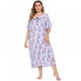 thumbnail image 3 of Chemise de Nuit Douillette à Manches Courtes pour Femmes, Encolure Carrée, Imprimée, Grande Taille, Robes de Maison pour Femmes TG-4TG, 3 of 5