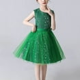 thumbnail image 4 of AHTJRT Flower Girl Dresses Sleeveless Sequin Sparkly Tulle Dress Wedding Pageant Princess Birthday Fancy Tween Girl Dresses Green 11-12 Years, 4 of 9