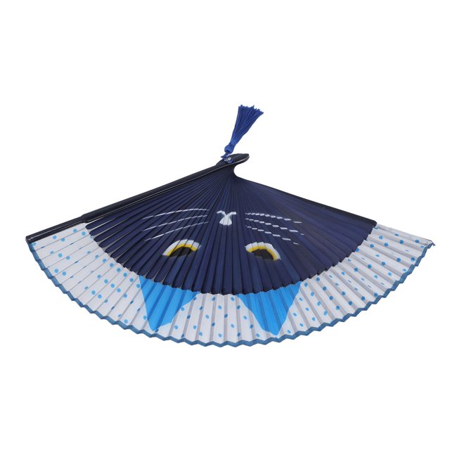 Ventilador de Mano Plegable, Bambú de Dibujos Animados Versátiles Fáciles de Abrir Close Decorative Decorative Cartoon Cat Pleging Handheld Fan Atractivo Con Borla para Festival de Música