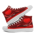 thumbnail image 4 of Coolcustomize Women's High Top Valentine's Day Red Heart Print Fashion Casual Sneakers | Romantic Couple Streetwear Shoes, Lace-up, Round Toe, Fabric Upper and Inner, Rubber Sole Canvas Shoes, 4 of 10
