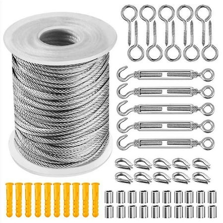 56pcs Set 15m Wire Rope Set 2mm Stainless Steel Wire Rope Cable Hook ...