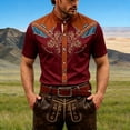 thumbnail image 2 of VeFlora Men's Oktoberfest Outfits, Short Sleeve Button Down Oktoberfest Shirts for Men, Casual Top for Oktoberfest, Party and Festival Wear(Brick Red4/XL), 2 of 4