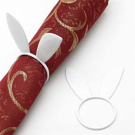 

Yesbay 6 Pcs Napkin Ring Stylish Portable Unique Easter Bunny Ears Napkin Buckle for Home
