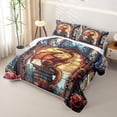 thumbnail image 3 of Feelyou Church Dragon Twin Quilt Set for Men Boys, Magical Floral Animal Twin Coverlet Set, Orange Gold, 2-Piece, 3 of 7