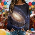 thumbnail image 4 of DHFJKG Long Sleeve Shirts For Women Sweaters Galaxy Printed Knit Pullover Ribbed Casual Loose Fit Crewneck Soft Blouse Trendy Tops, 4 of 5