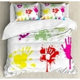 thumbnail image 1 of Graffiti Duvet Cover Set King Size, Street Wall Hand Prints Splashing Circles Teenagers Spray Color Artwork Image, Decorative 3 Piece Bedding Set with 2 Pillow Shams, Multicolor, by Ambesonne, 1 of 3