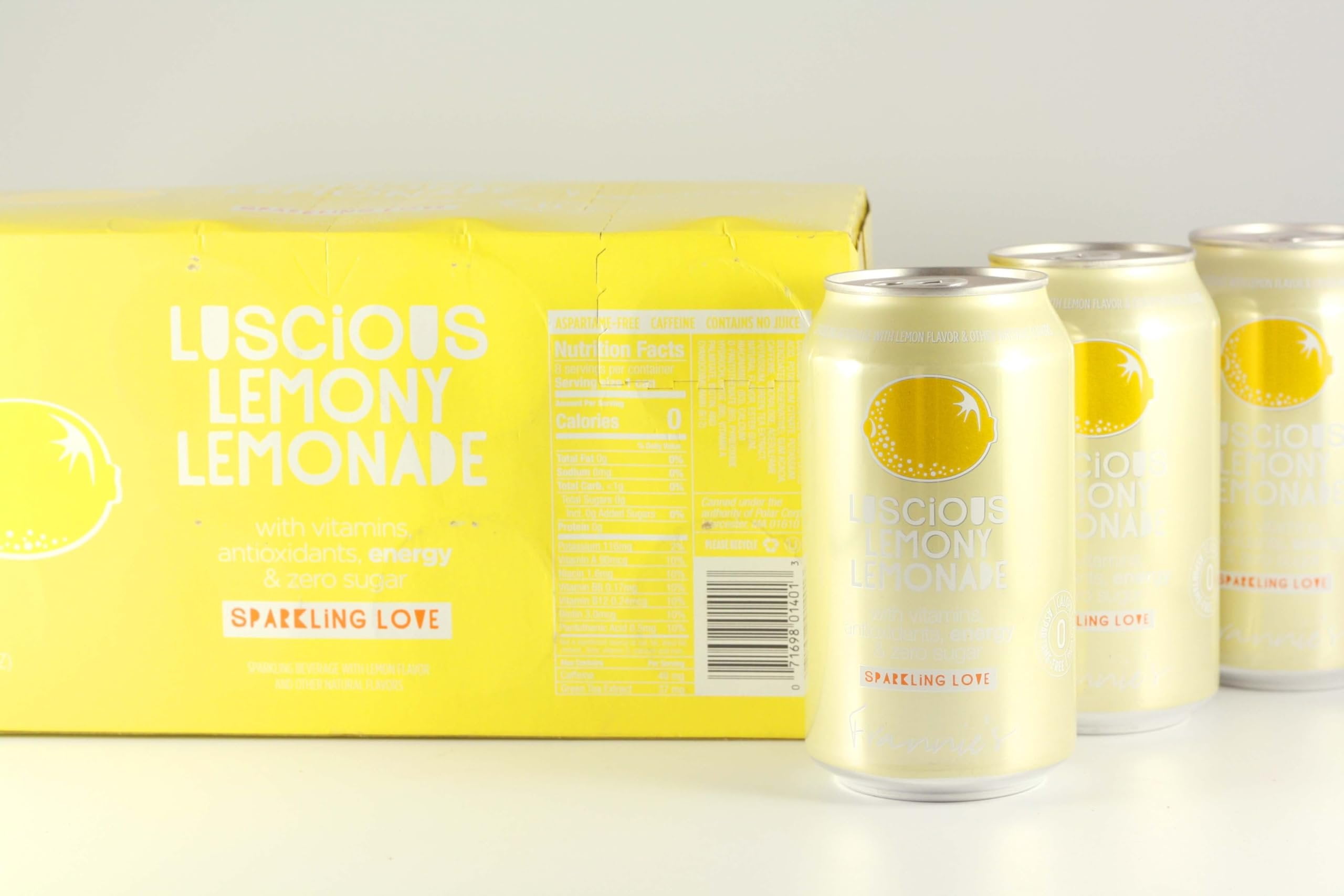 KauffmanTreats Frannie Sparkling Beverage- Zero Calories & Sugar, Aspertame Free: 24-Ct Case 12 Oz. Cans Luscious Lemonade