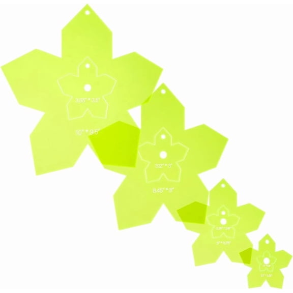 8Pcs 4 Style Acrylic Quilting Template Flower Template Transparent Light Green Acrylic Sewing Machine Ruler Templates for Hand Patchwork Cutting Craft