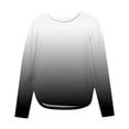 thumbnail image 2 of Fengqque Girls Long Sleeve Round Neck Gradient Color Shirts Curve Hem Side Slit Soft Tunic Tops T-Shirts Black 9 Years, 2 of 7