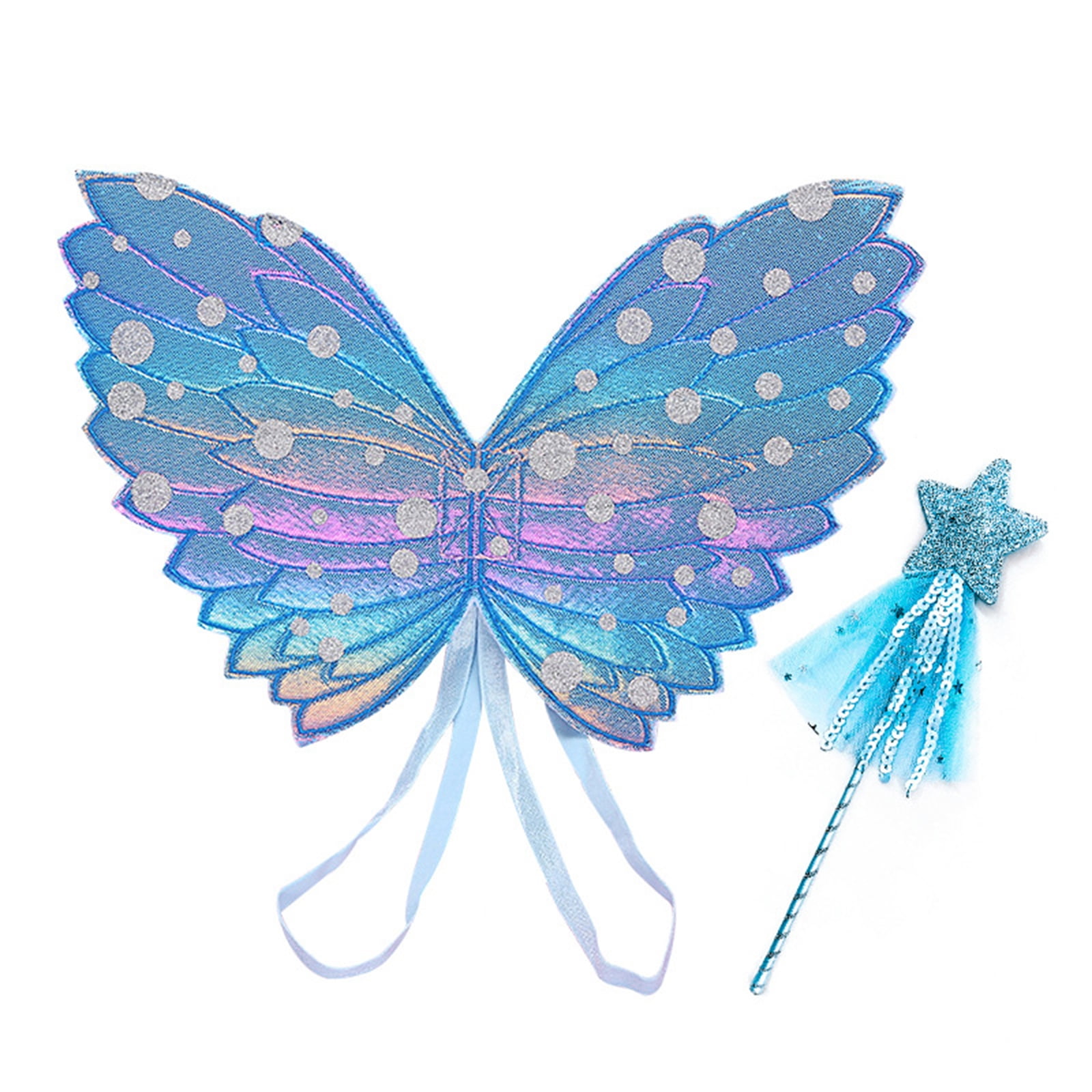 Girls Sparkling Angel Wings Dress Up Fairy Butterfly Angel Wings With Fairy Stick Cosplay Costume Walmart Com