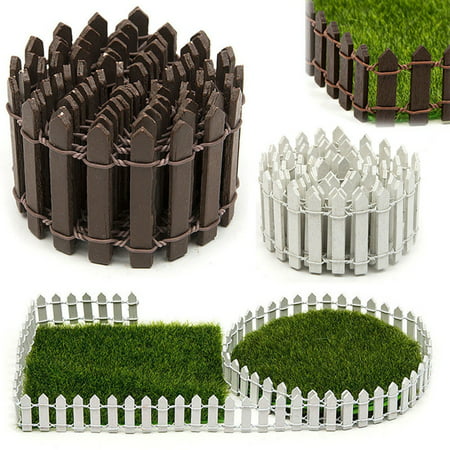 40 Inches Long Miniature Fairy Garden Fence, White/Brown Wood Picket Fence, Decorative Fence for Miniature Garden, Fairy Garden (Best Wood For Fence)