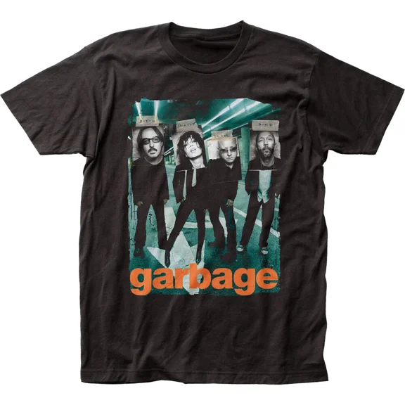 VINTAGE Garbage Taped Mens T Shirt Rock and Roll Music Classic Band Tee New Black