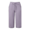 thumbnail image 5 of vigerkar Linen Pants for Women Lightweight Spring Womens Summer Capris Pant 2025 Ladies Vacation Beach Trousers with Pockets Light Purple, XL, 5 of 7