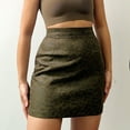 thumbnail image 4 of Leopard Print Suede Pencil Skirt High Waist Bodycon Zipper Slim Fit Short Pencil Skirt for Dating OD Green XL, 4 of 8
