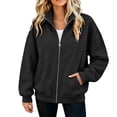 thumbnail image 2 of Edvintorg Jackets for Women Trendy Loose Casual Long Sleeve Coat Zip up Collared Outerwear with Pocket Women Clothing S-2XL Black, 2 of 5