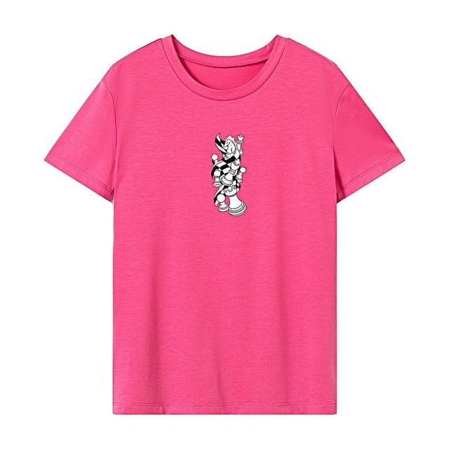 Camiseta para mujer Ropa deportiva de verano Camiseta cómoda con cuello redondo para oficina en la calle Rosa Rosa