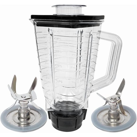 Replacement Parts 5-Cup Plastic Jar Assembly With Blade, Gasket, Bottom Cap, Lid. Compatible with Oster Blenders
