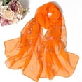 thumbnail image 3 of WTXUE scarf for women, Scarfs for Women Lightweight Print Floral Pattern Scarf Shawl Fashion Scarves Shawls and Wraps for Spring, silk scarf, 6# Orange, 3 of 4