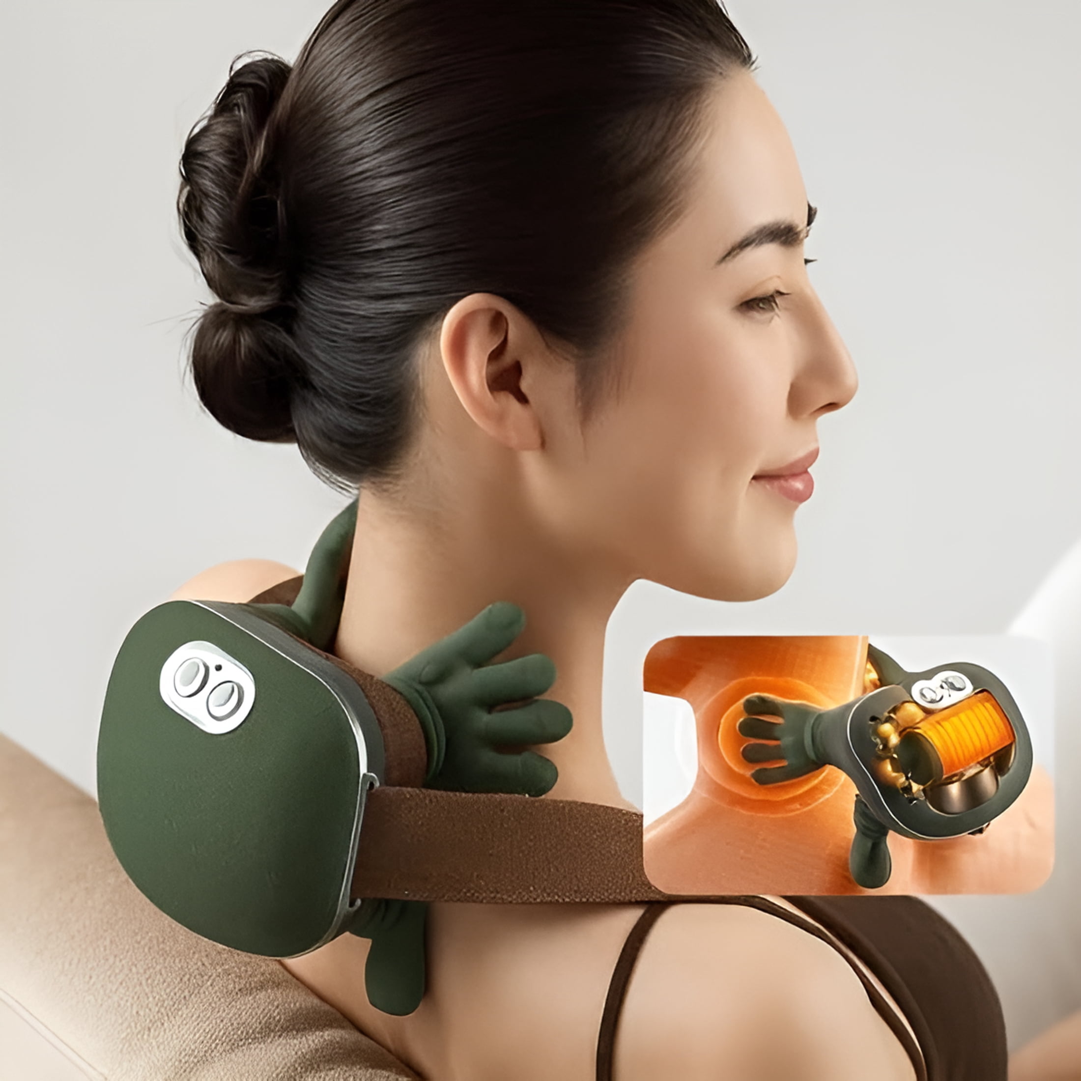 XIRQI Neck Massager,Shiatsu Kneading&Far-Infrared Heat,U-Shape Hands-Free,Rechargeable Portable Neck and Shoulder Back Massager for Pain Relief,Office Home Car Use