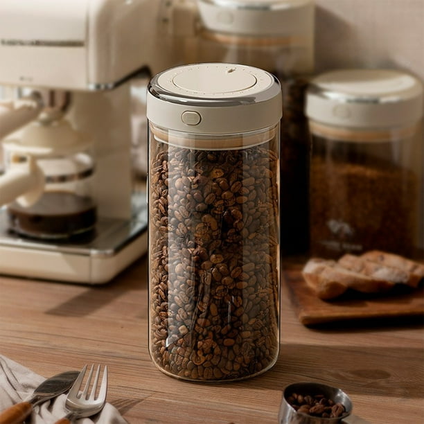 Recipiente de vidrio hermético para almacenar alimentos, bote blanco de 1,5 l para harina, arroz y organización de la despensa, hermético y apto para lavavajillas, ideal para cocina,