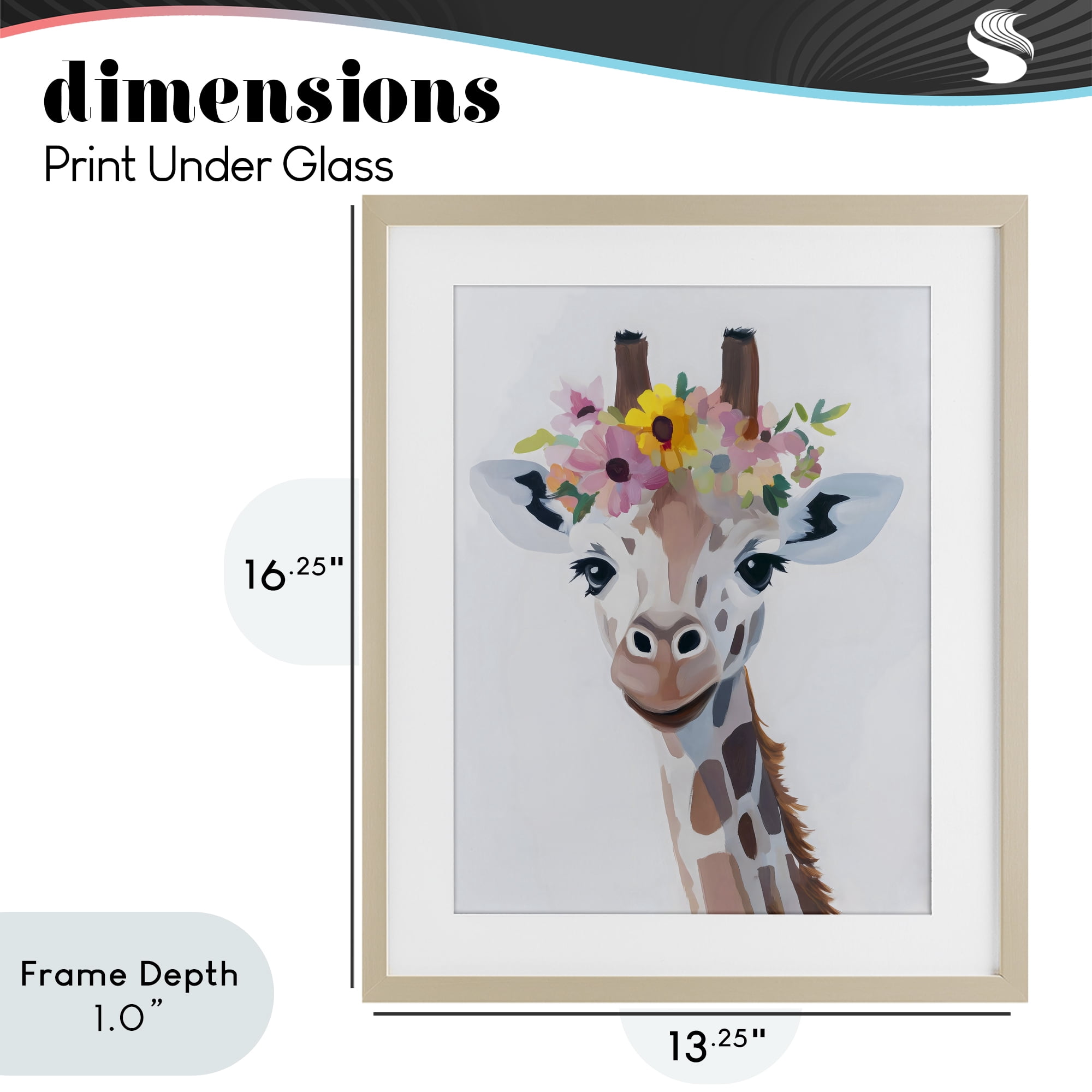Stupell Industries Flower Crown Giraffe Birch Framed Print Under Glass, design by The Prints Vibe