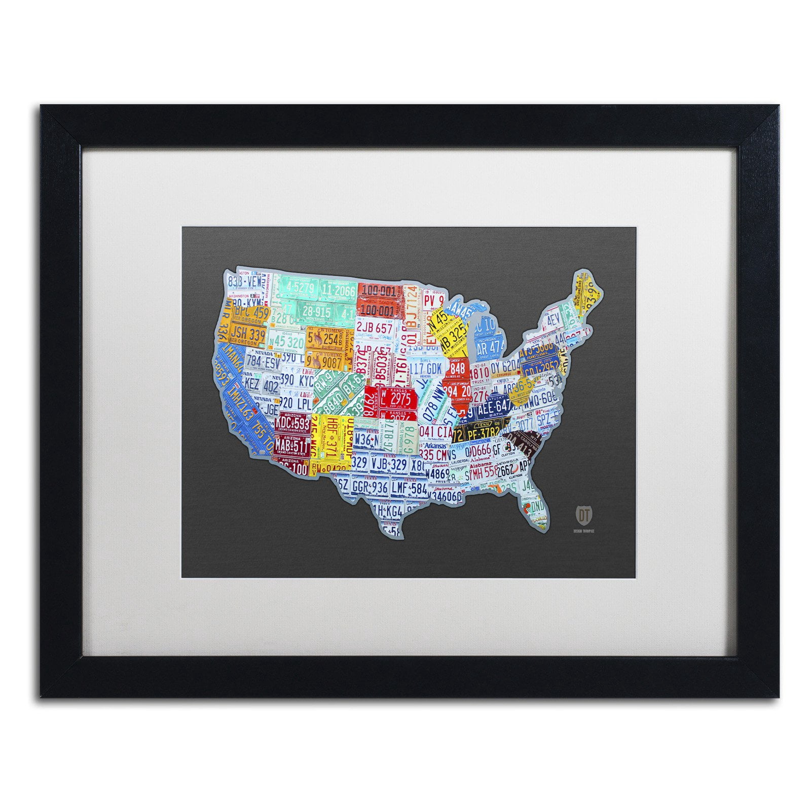 Trademark Fine Art 'Massive USA License Plate Map' Canvas Art by Design Turnpike, White Matte, Black Frame