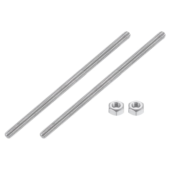 1/4"-20 Fully Threaded Rod, 2Pcs 304 Stainless Steel 5.5" Long Threaded Screw