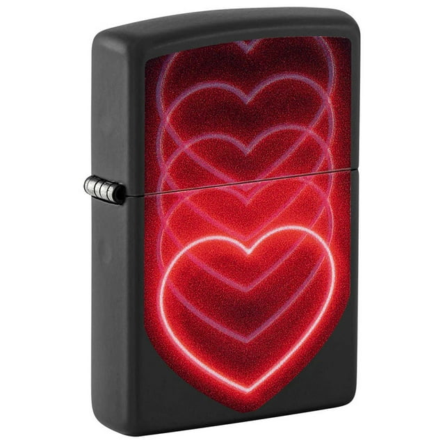 Zippo 48593 Black Light Glowing Hearts Design Windproof Lighter