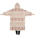thumbnail image 2 of Oversized Wearable Blanket Hoodie,Pink Geometric Striped Pattern Sherpa Blanket Hoodie with Super Pockets,Super Warm Fuzzy Pullover for Women & Men, 2 of 6
