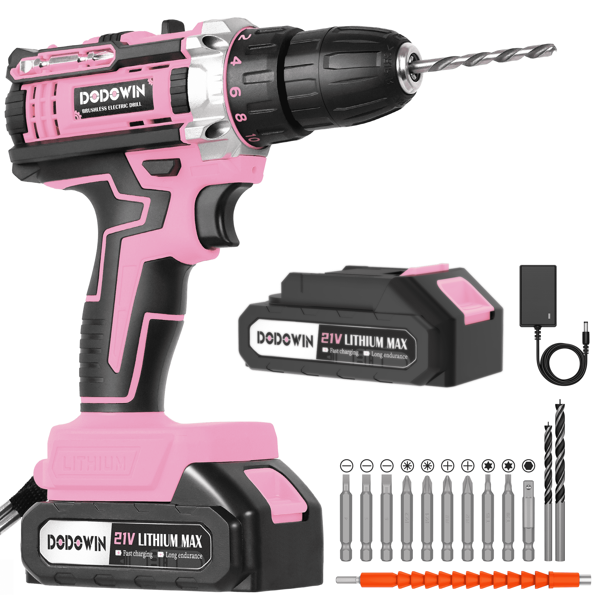 Pink Cordless Drill with Battery and Charger, Lightweight Electric Screwdriver for Women and Teens, Perfect for Home DIY and Craft Projects