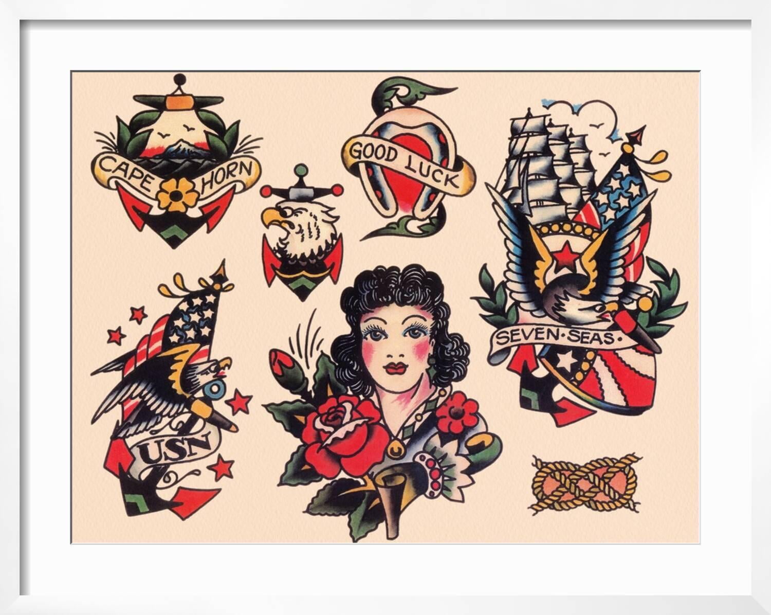 Art.com Seven Seas Authentic Tattoo Flash by Norman Collins