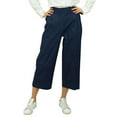 thumbnail image 6 of Bimba Women's Back Elastic Waistband Denim Culotte Capri Pants with Pockets, 6 of 9