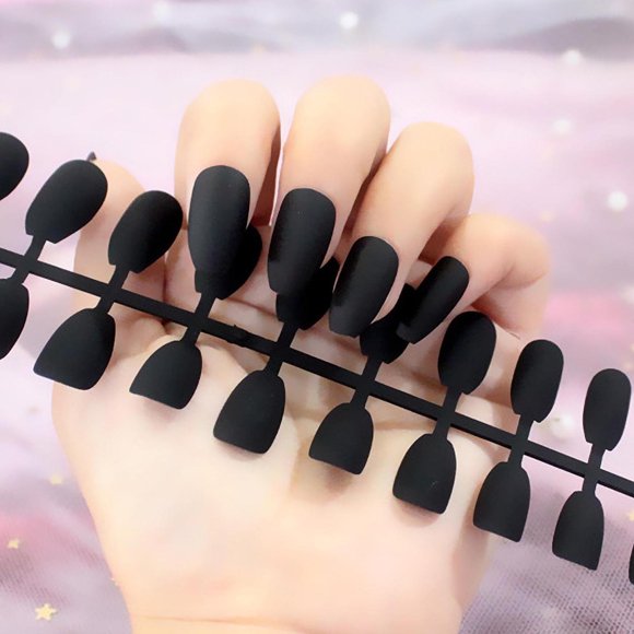 Xihbxyly Uñas Largas Mate Carnosas, 24 Parches para Uñas Postizas, Parche para Uñas Postizas