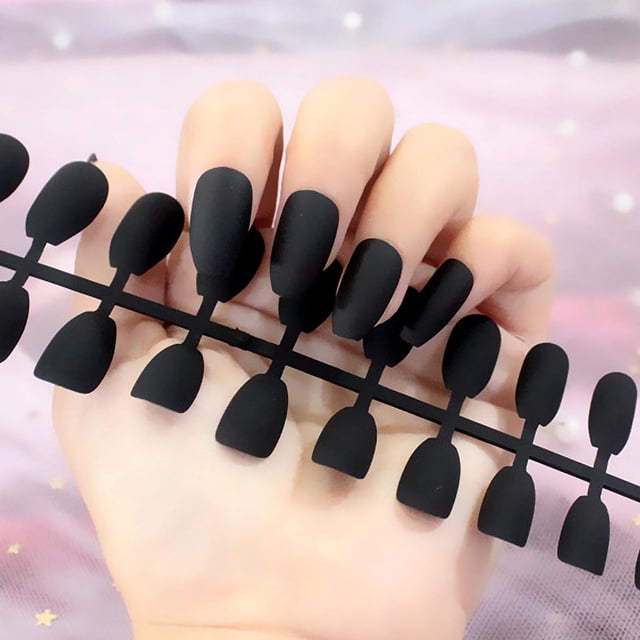 Xihbxyly Uñas Largas Mate Carnosas, 24 Parches para Uñas Postizas, Parche para Uñas Postizas