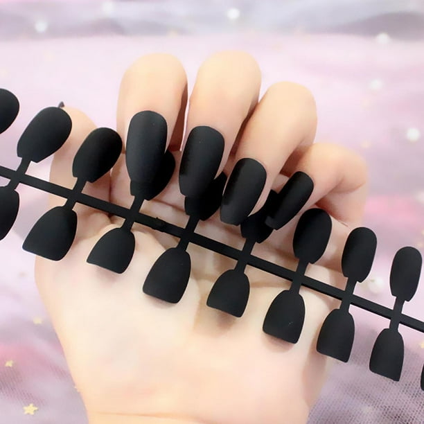 Xihbxyly Uñas Largas Mate Carnosas, 24 Parches para Uñas Postizas, Parche para Uñas Postizas