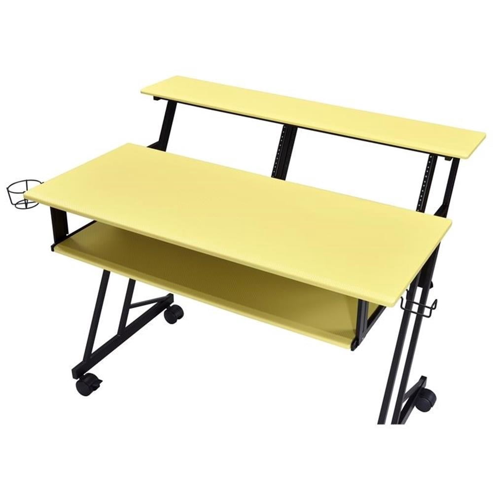 Pemberly Row Contemporary Wood Music Recording Studio Desk in Yellow/Black